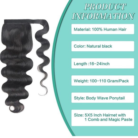 20in Body Wave Human Hair Ponytail - Picture 3 of 4